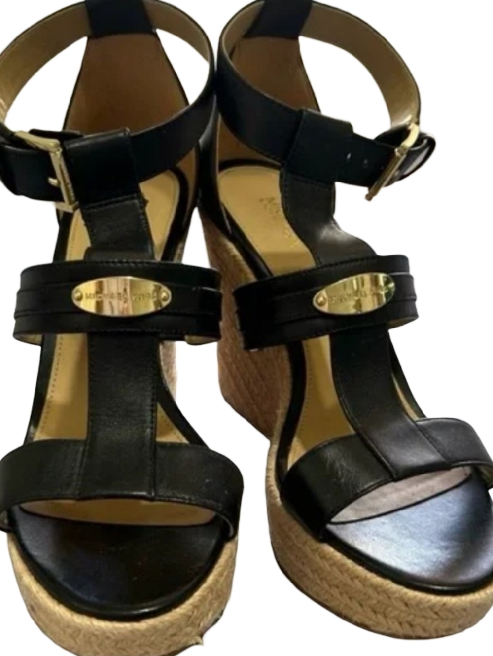 Michael Kors Finley Espadrille Wedge Sandals Black Size 6 - Picture 2 of 13